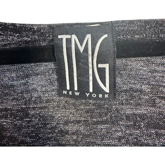 Heather Black Ruched Bodycon Dress Womens SZ L Coquette Long Sleeve Soft Knit - Picture 8 of 9